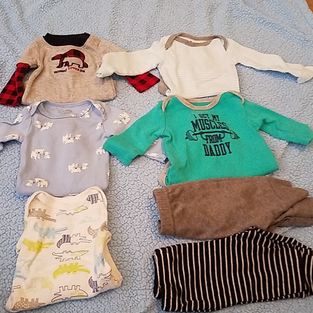 Assorted long sleeve newborn onesies and pants